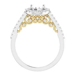 14K White & Yellow 6.5 mm Round 3/8 CTW Semi-Set Engagement Ring