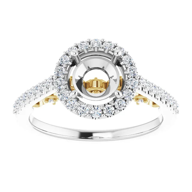 14K White & Yellow 6.5 mm Round 3/8 CTW Semi-Set Engagement Ring