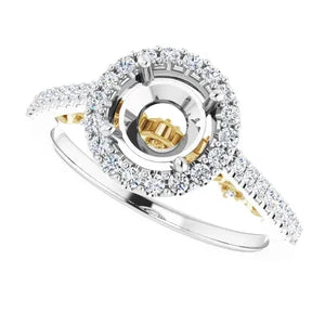 14K White & Yellow 6.5 mm Round 3/8 CTW Semi-Set Engagement Ring