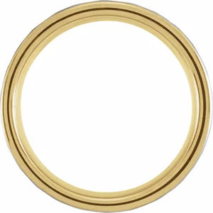 18K Yellow Gold PVD Tungsten Grooved With Hammer Finish
